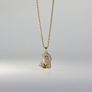 Gold CZ Jesus Christ Head Pendant Model-1184 - Charlie & Co. Jewelry