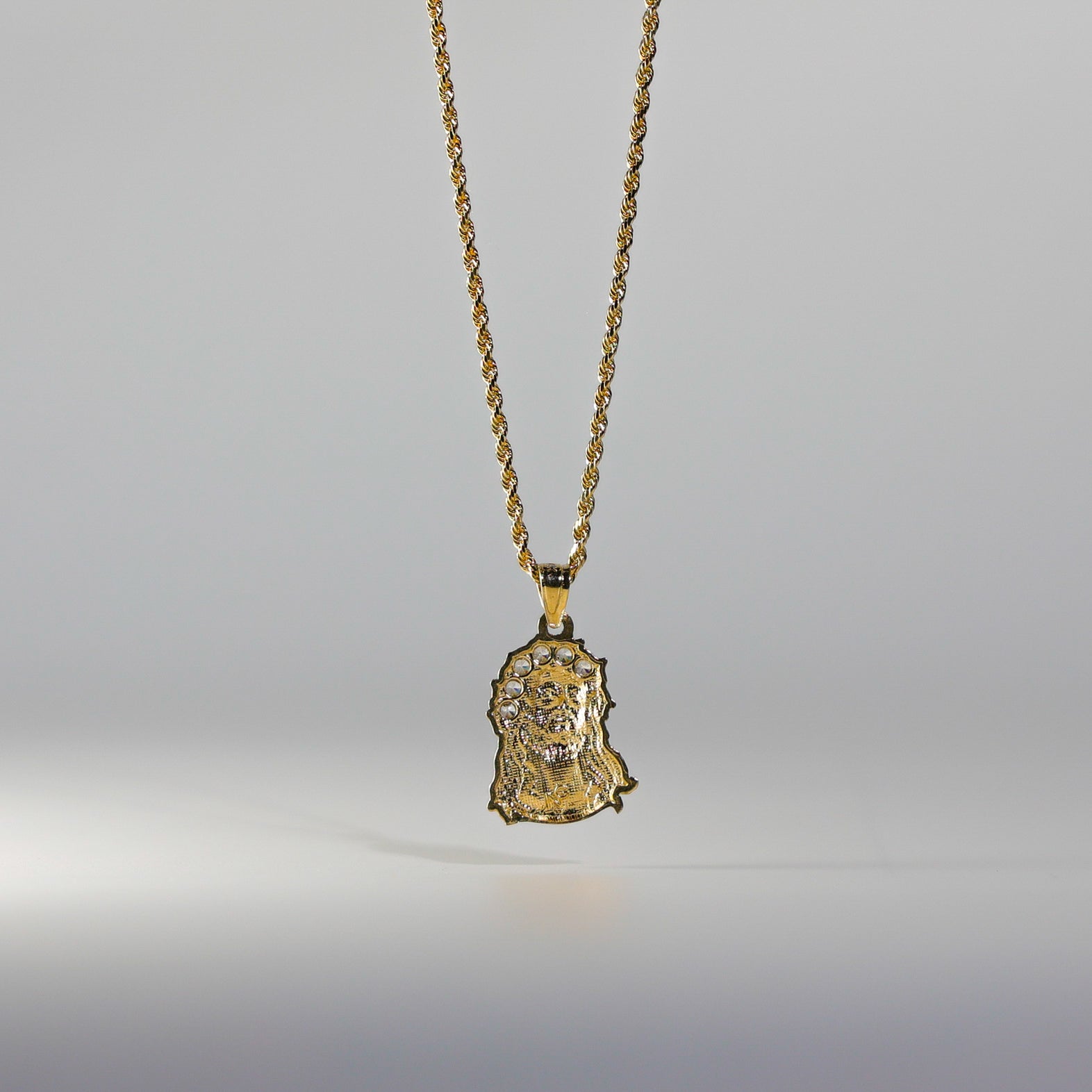 Gold CZ Jesus Christ Head Pendant Model-1184 - Charlie & Co. Jewelry