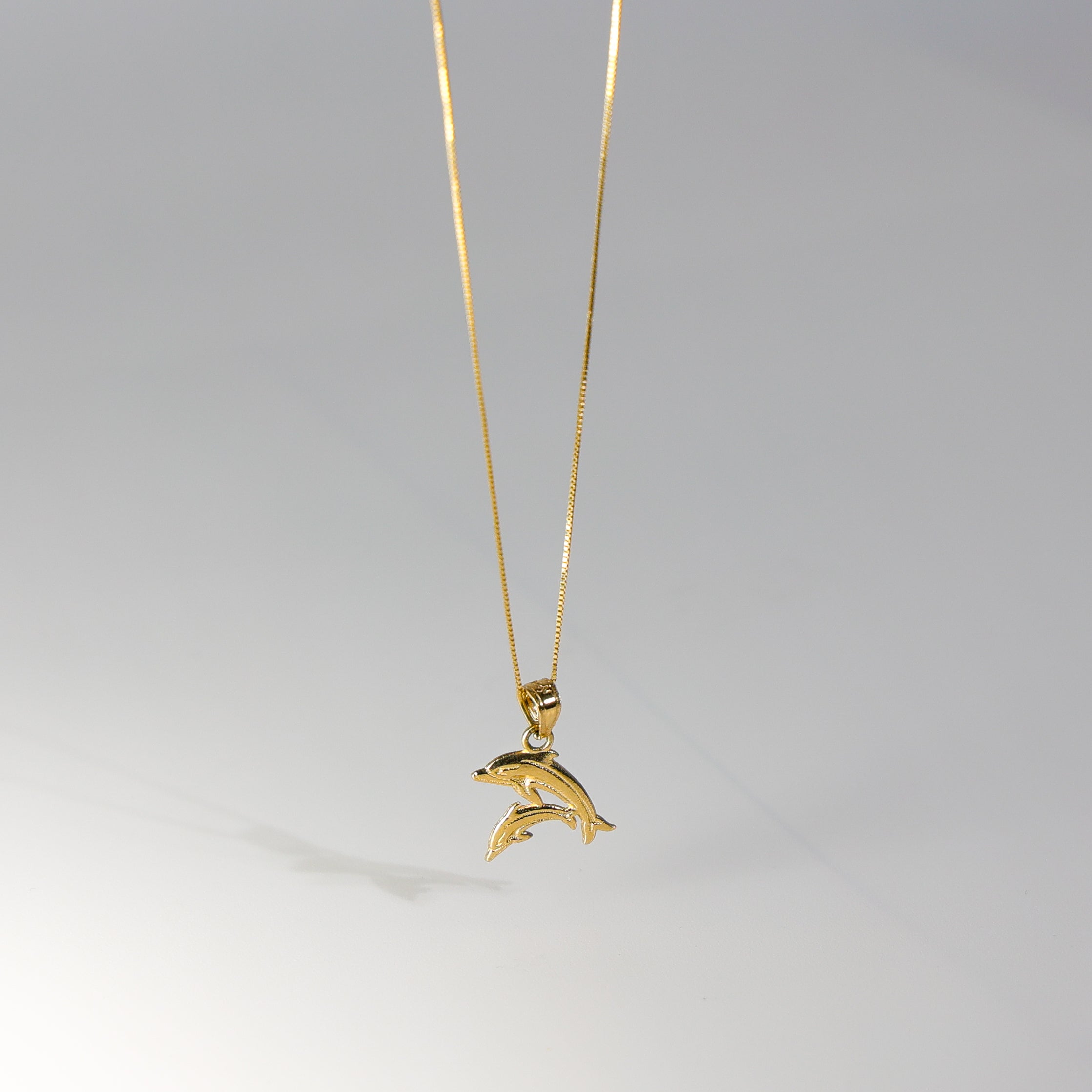 Gold Douple Dolphin Pendant Model-1675 - Charlie & Co. Jewelry