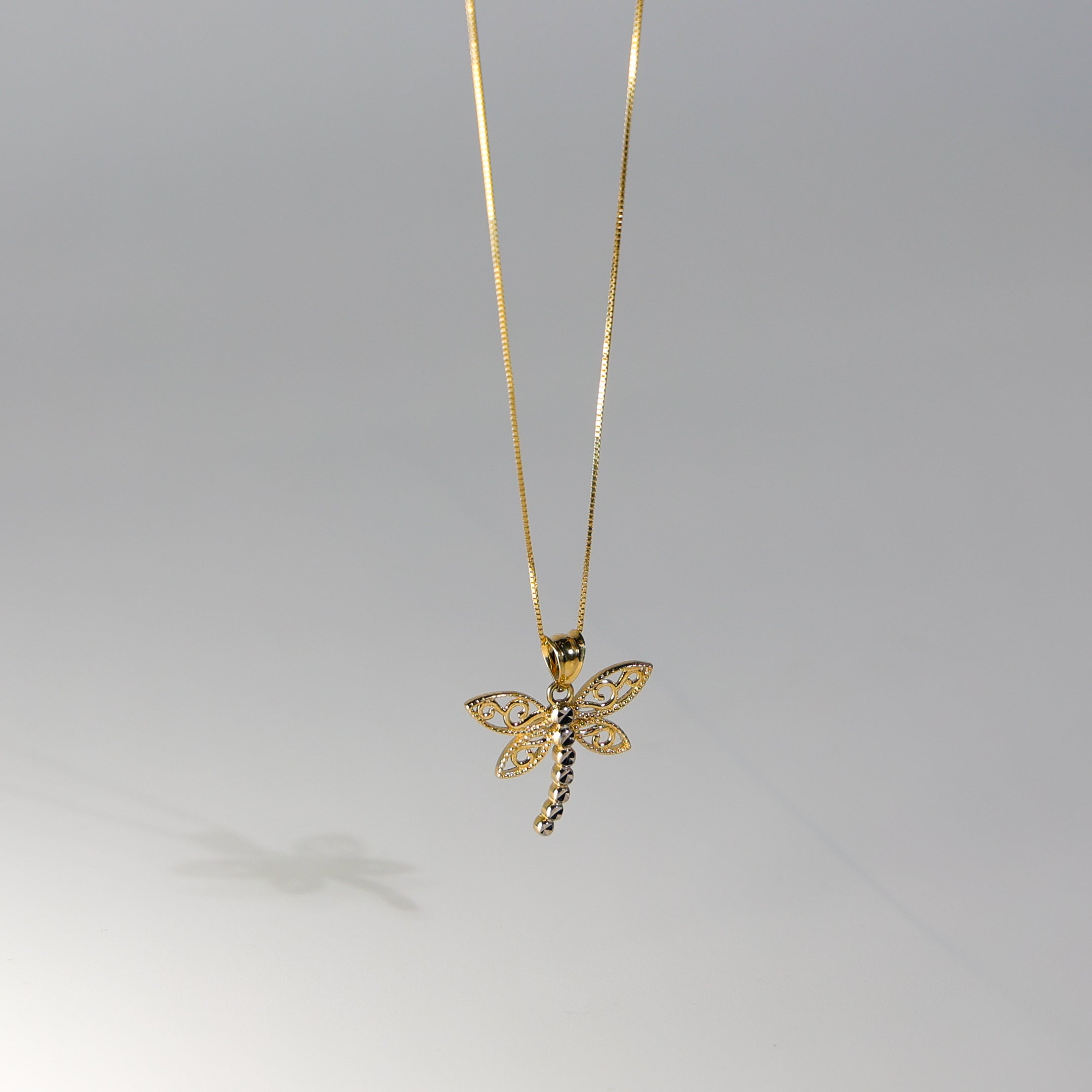 Gold Dragon Fly Heart Pendant Model-2359 - Charlie & Co. Jewelry