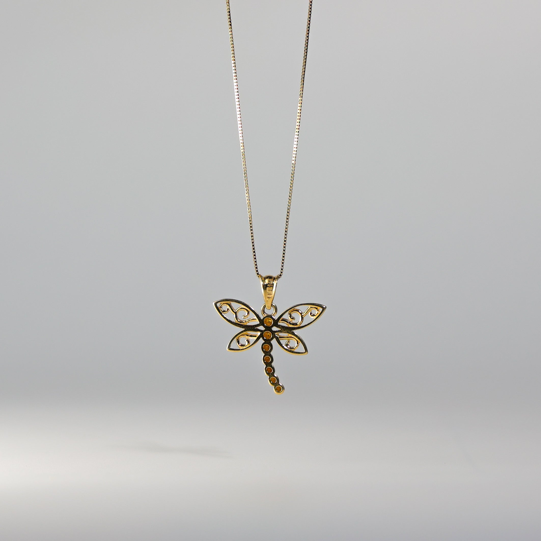 Gold Dragon Fly Heart Pendant Model-2359 - Charlie & Co. Jewelry