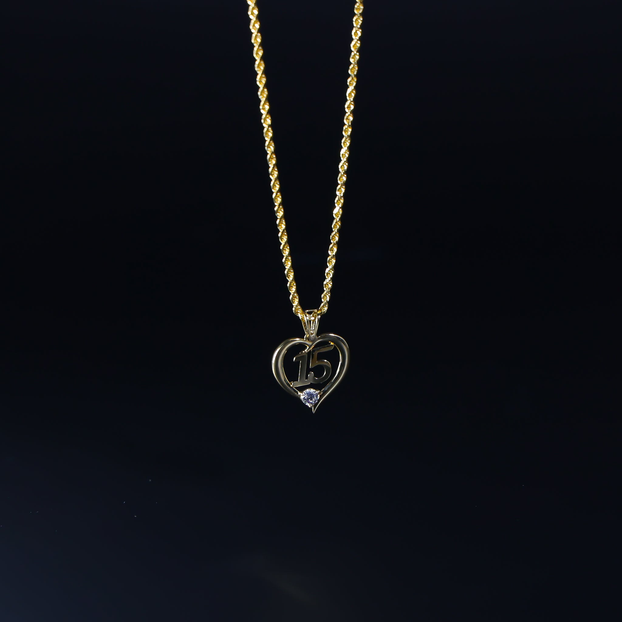 Gold Sweet 15 Years CZ Pendant Model-719 - Charlie & Co. Jewelry