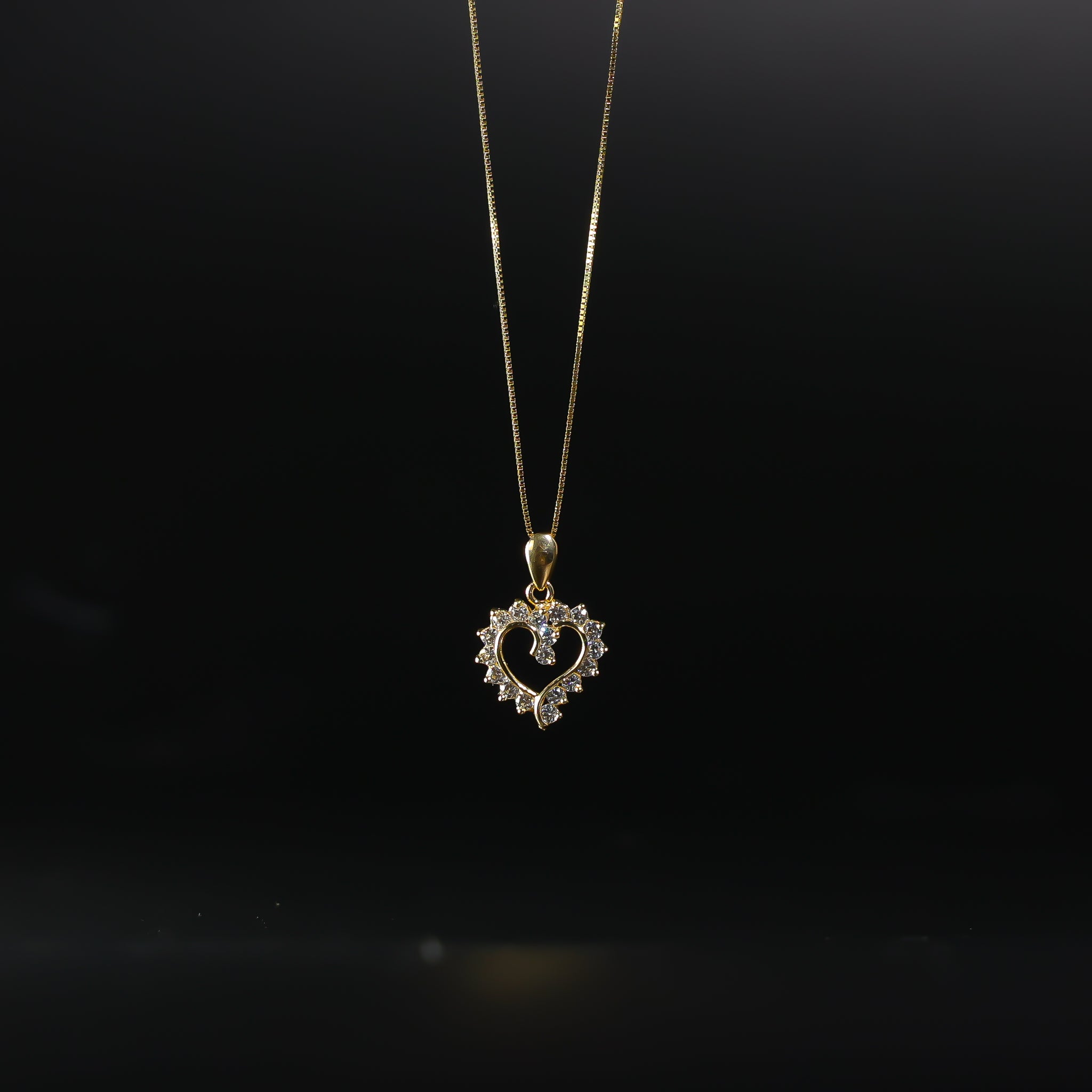 Gold Small Open Heart CZ Pendant Model-579 - Charlie & Co. Jewelry