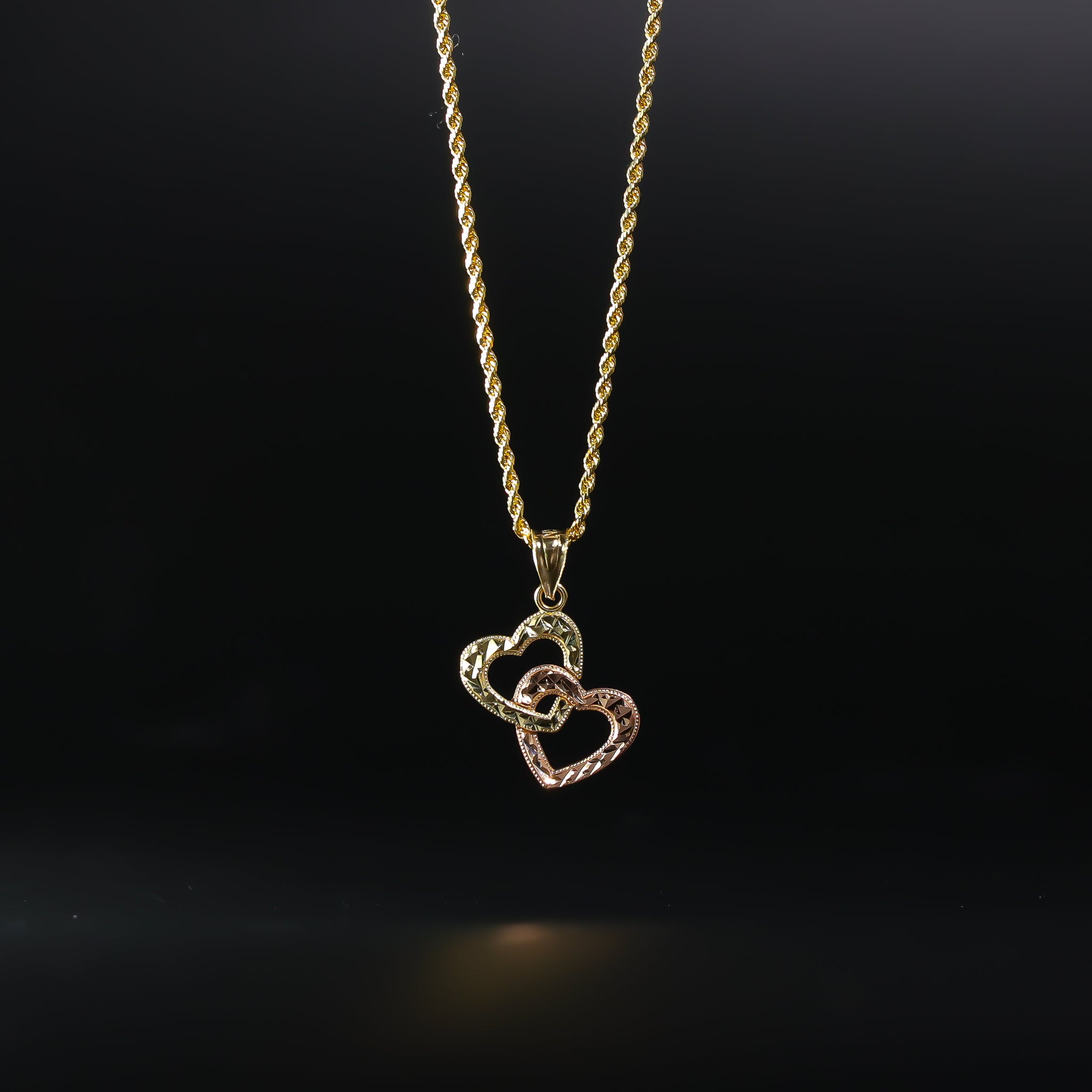 Gold Double Heart Pendant Model-437 - Charlie & Co. Jewelry