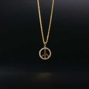 Gold Peace Sign CZ Pendant Model-592 - Charlie & Co. Jewelry