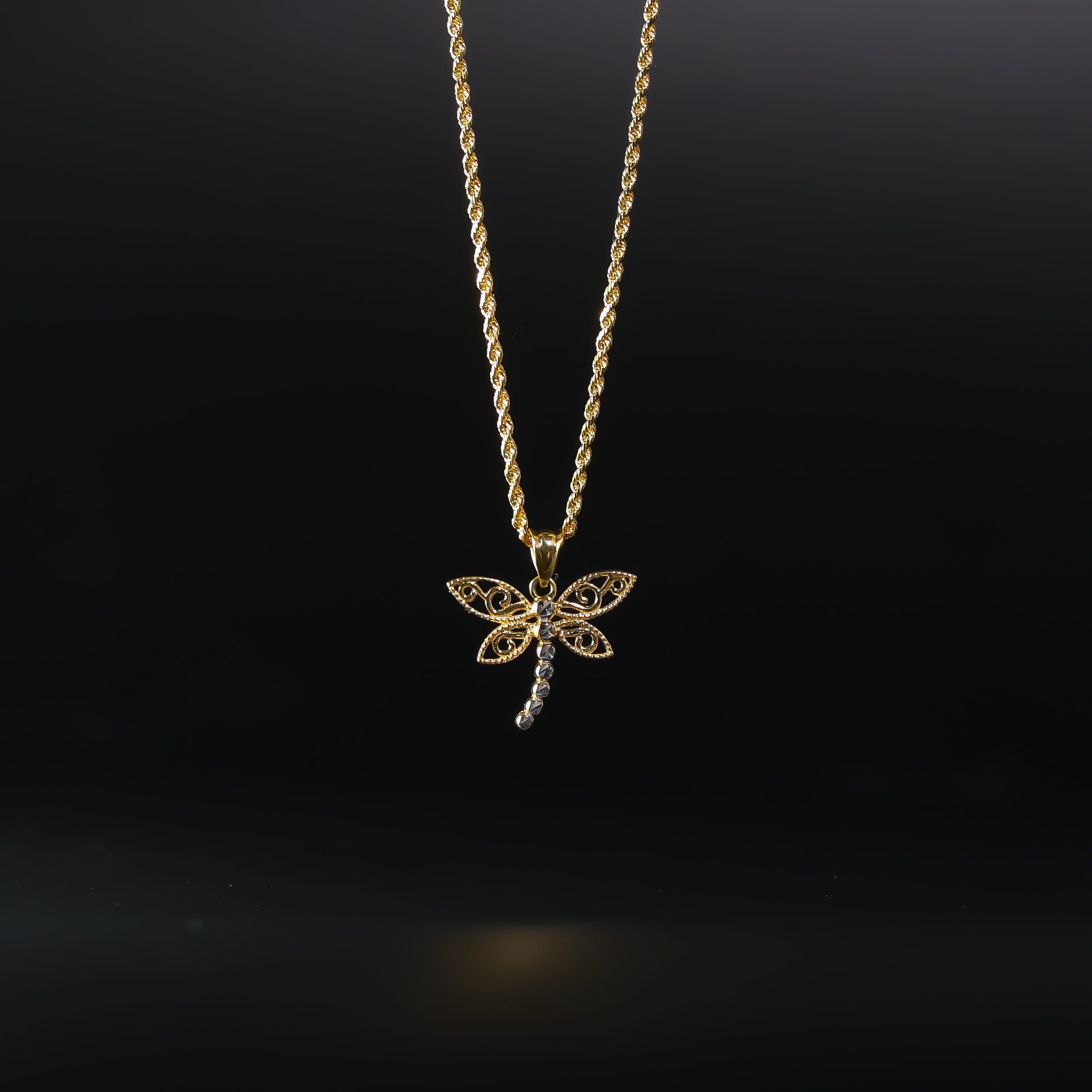 Gold Dragon Fly Heart Pendant Model-2359 - Charlie & Co. Jewelry