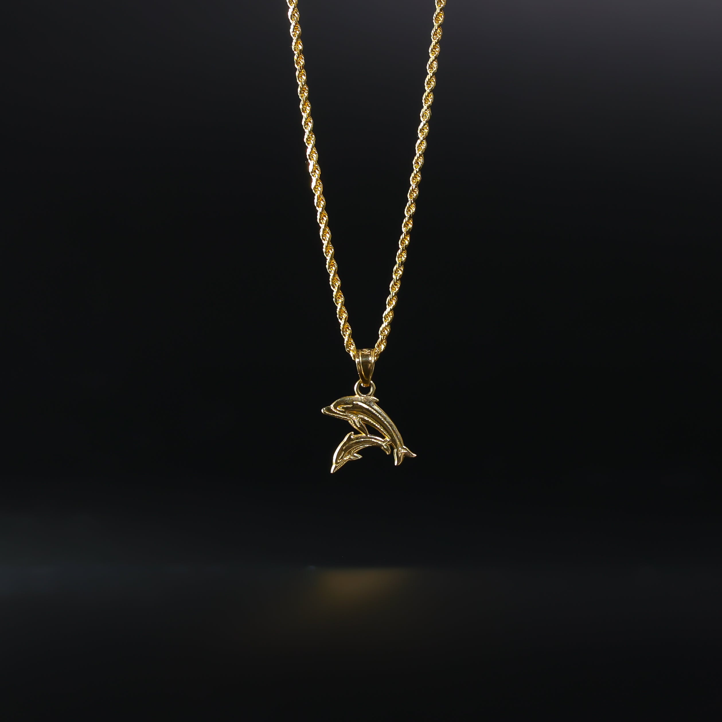 Gold Douple Dolphin Pendant Model-1675 - Charlie & Co. Jewelry