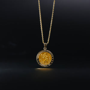 Saint Christopher Protect Us Pendant Round Model-1239 - Charlie & Co. Jewelry