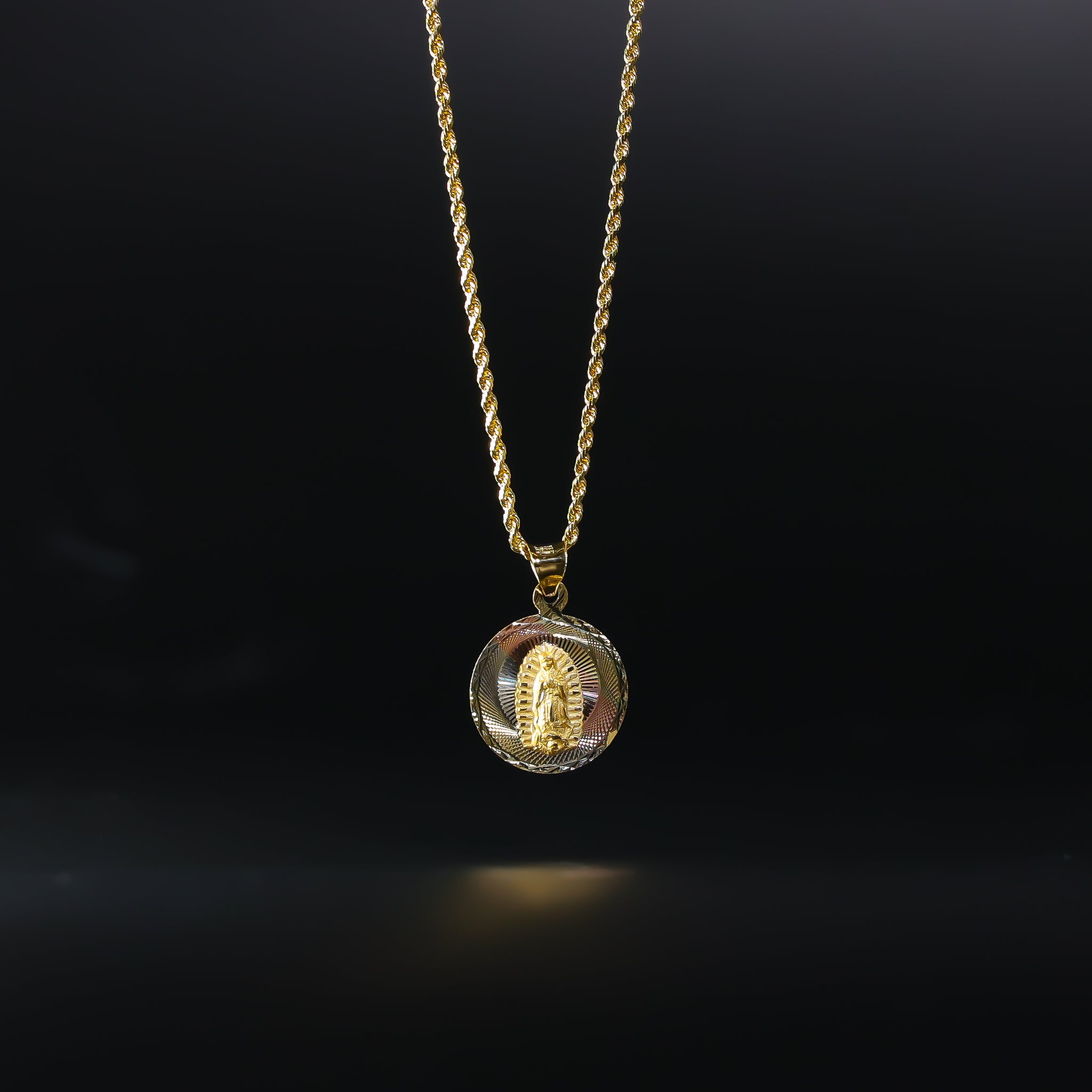 Gold Guadalupe Stamp Pendant Model-292 - Charlie & Co. Jewelry