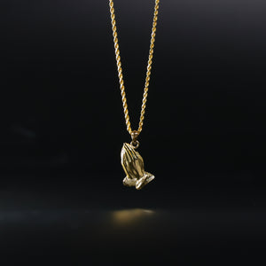 Gold Praying Hand Pendant Model-1482 - Charlie & Co. Jewelry