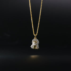 Gold CZ Jesus Christ Head Pendant Model-1184 - Charlie & Co. Jewelry