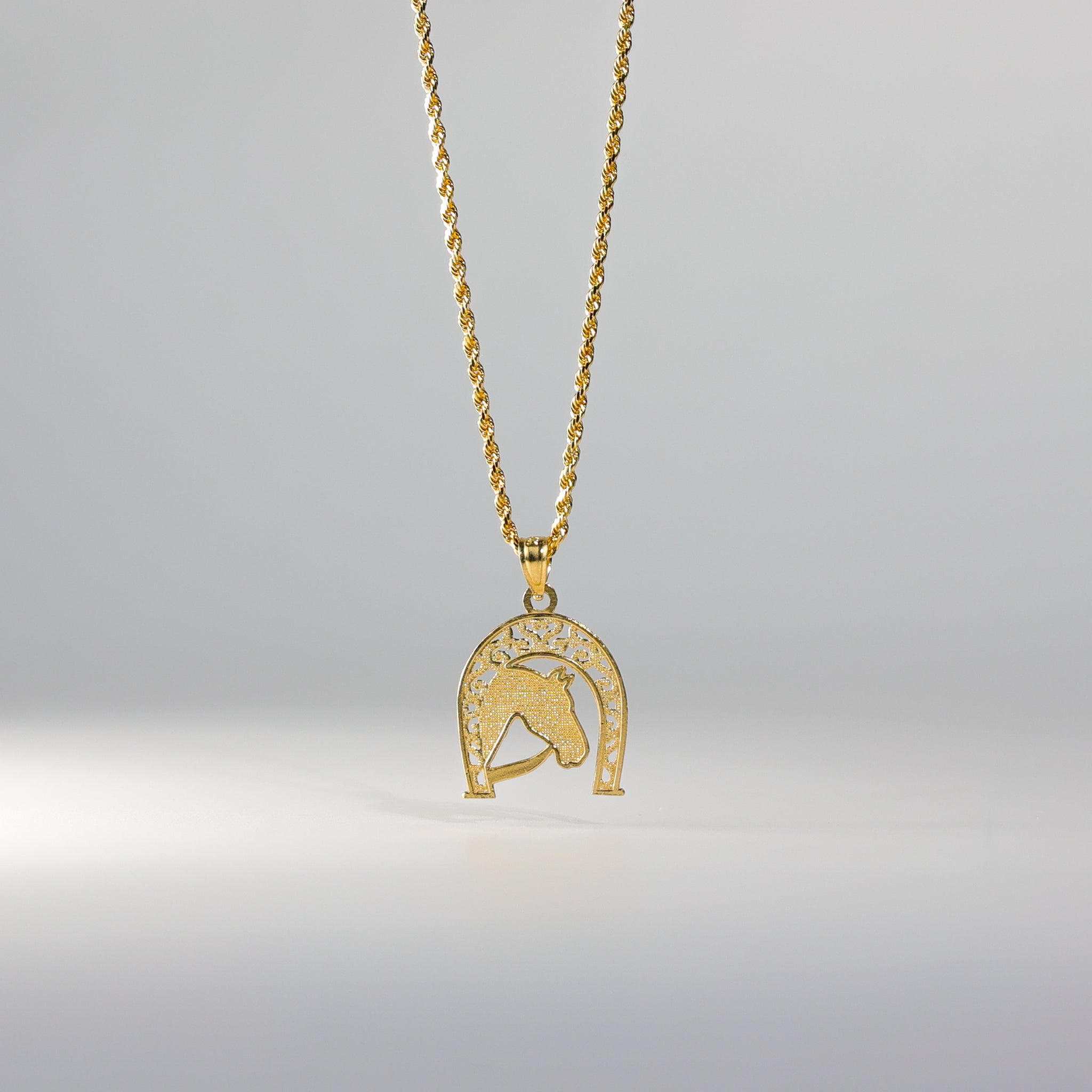 Gold 2 Colors Lucky Horseshoe Pendant Model-1640 - Charlie & Co. Jewelry