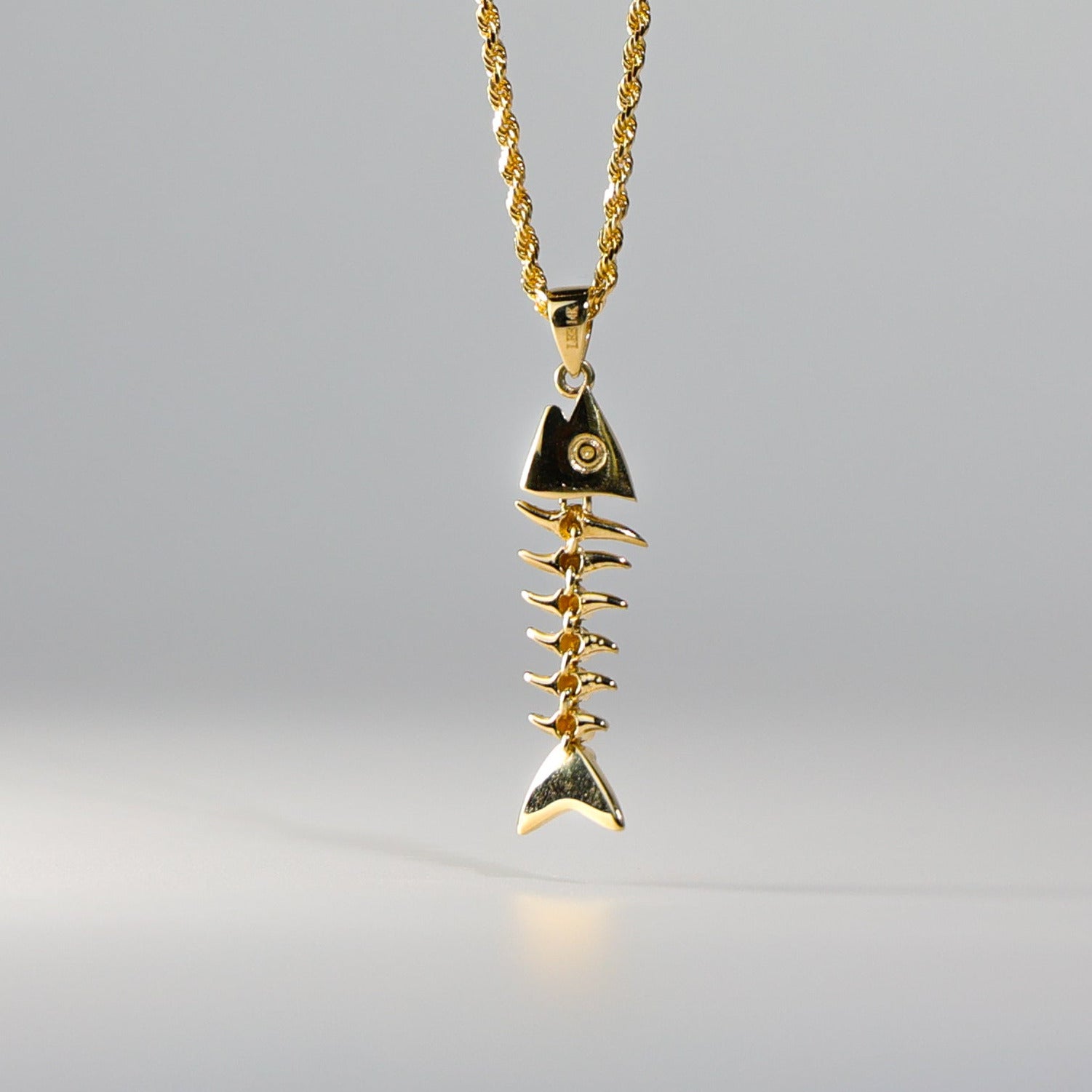 Gold Motion Fish Bone Pendant Model-834 - Charlie & Co. Jewelry