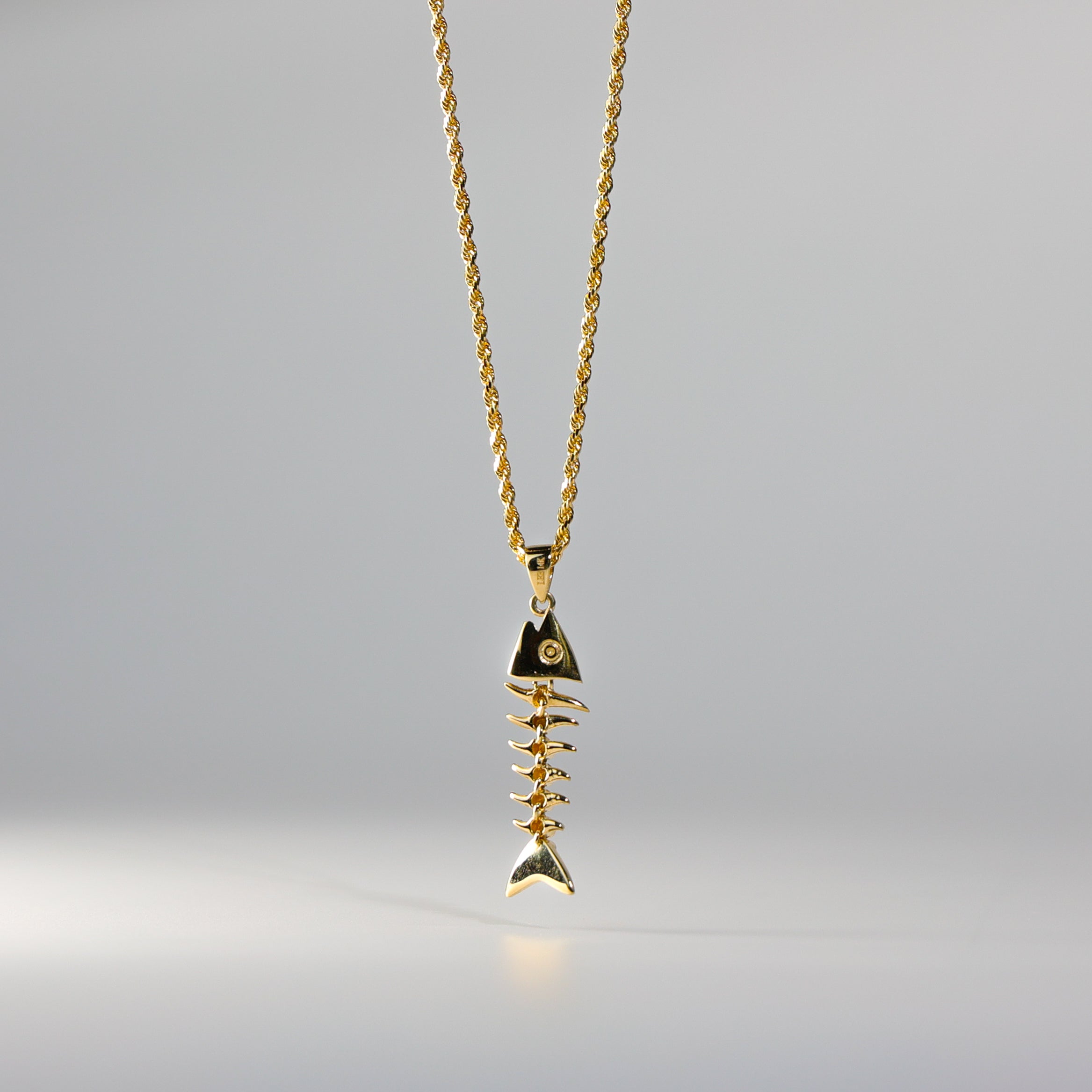 Gold Motion Fish Bone Pendant Model-834 - Charlie & Co. Jewelry