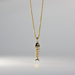 Gold Motion Fish Bone Pendant Model-834 - Charlie & Co. Jewelry