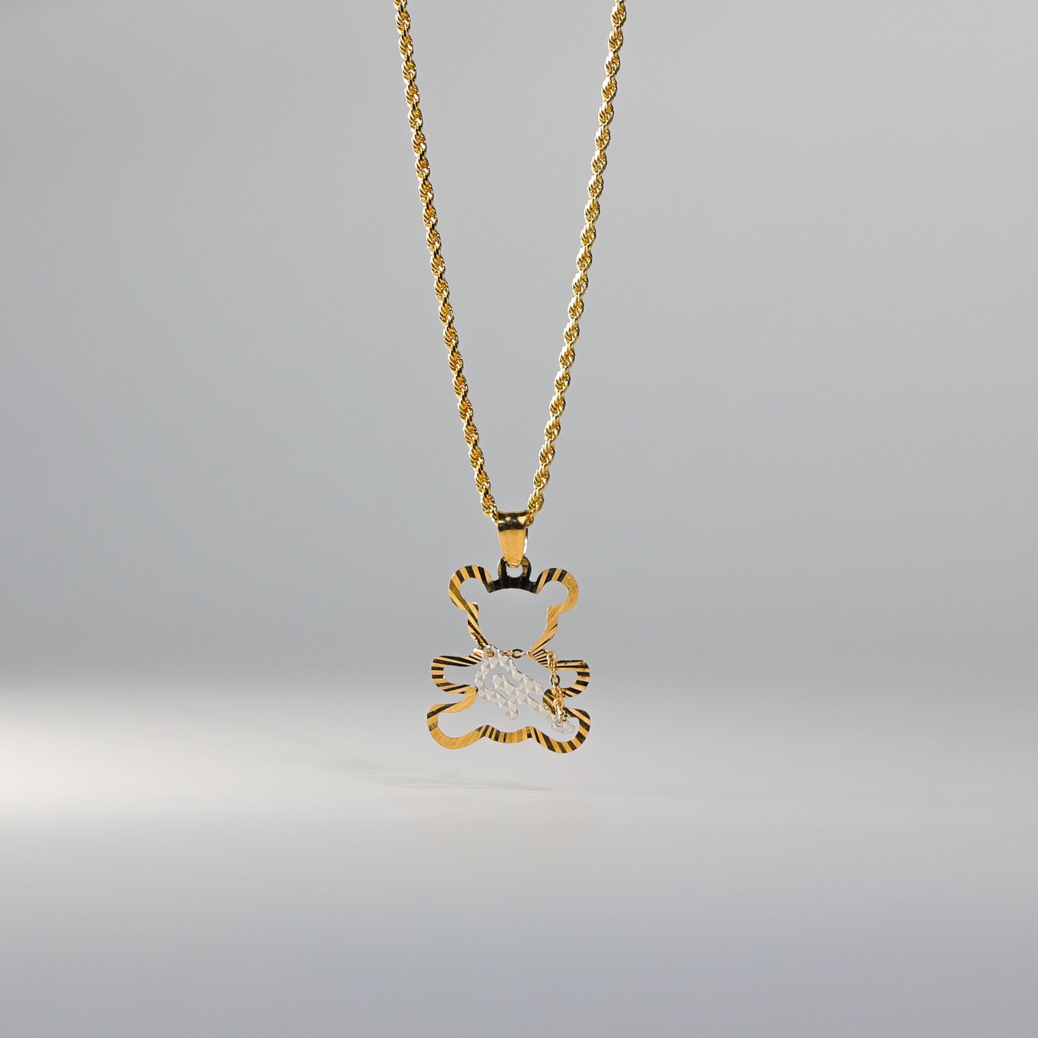 Gold Dancing Teddy Bear Pendant Necklace