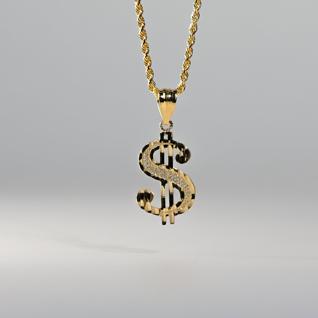 Gold Dollar Sign Pendant Model-1574 - Charlie & Co. Jewelry