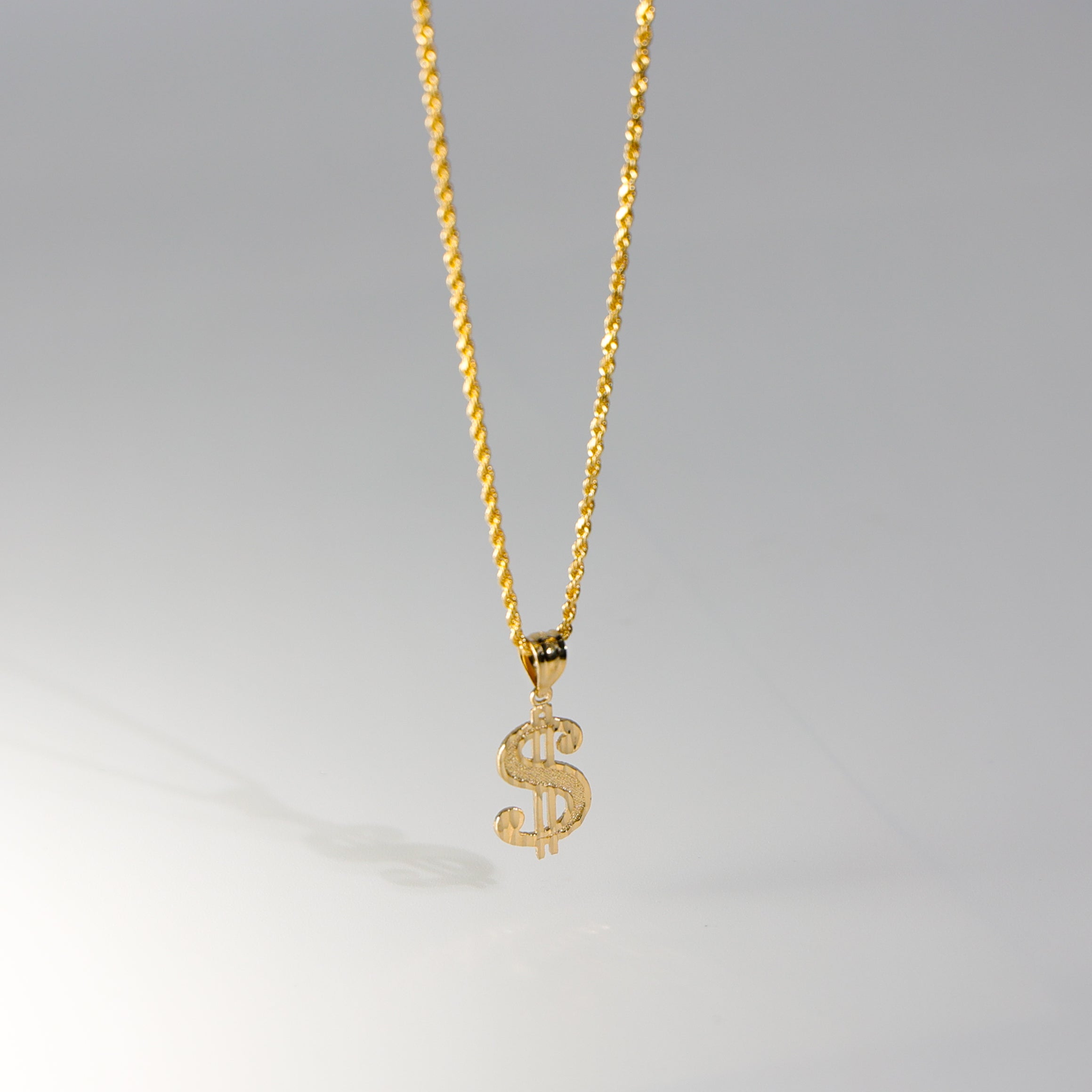 Gold Dollar Sign Pendant Model-1574 - Charlie & Co. Jewelry