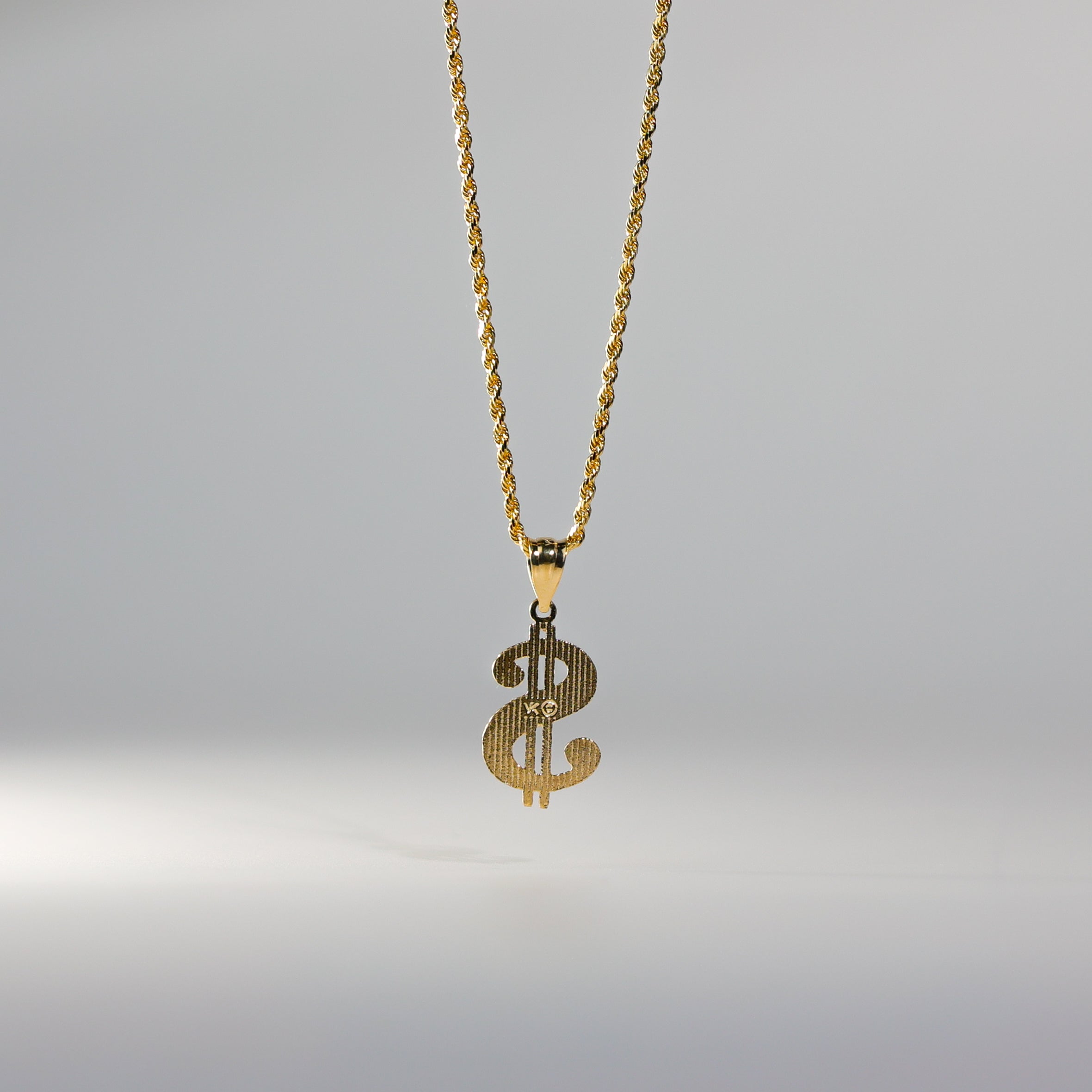 Gold Dollar Sign Pendant Model-1574 - Charlie & Co. Jewelry