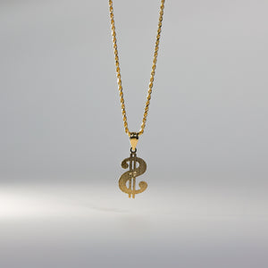 Gold Dollar Sign Pendant Model-1574 - Charlie & Co. Jewelry