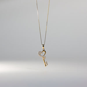 Gold CZ Key Heart Pendant Model-755 - Charlie & Co. Jewelry