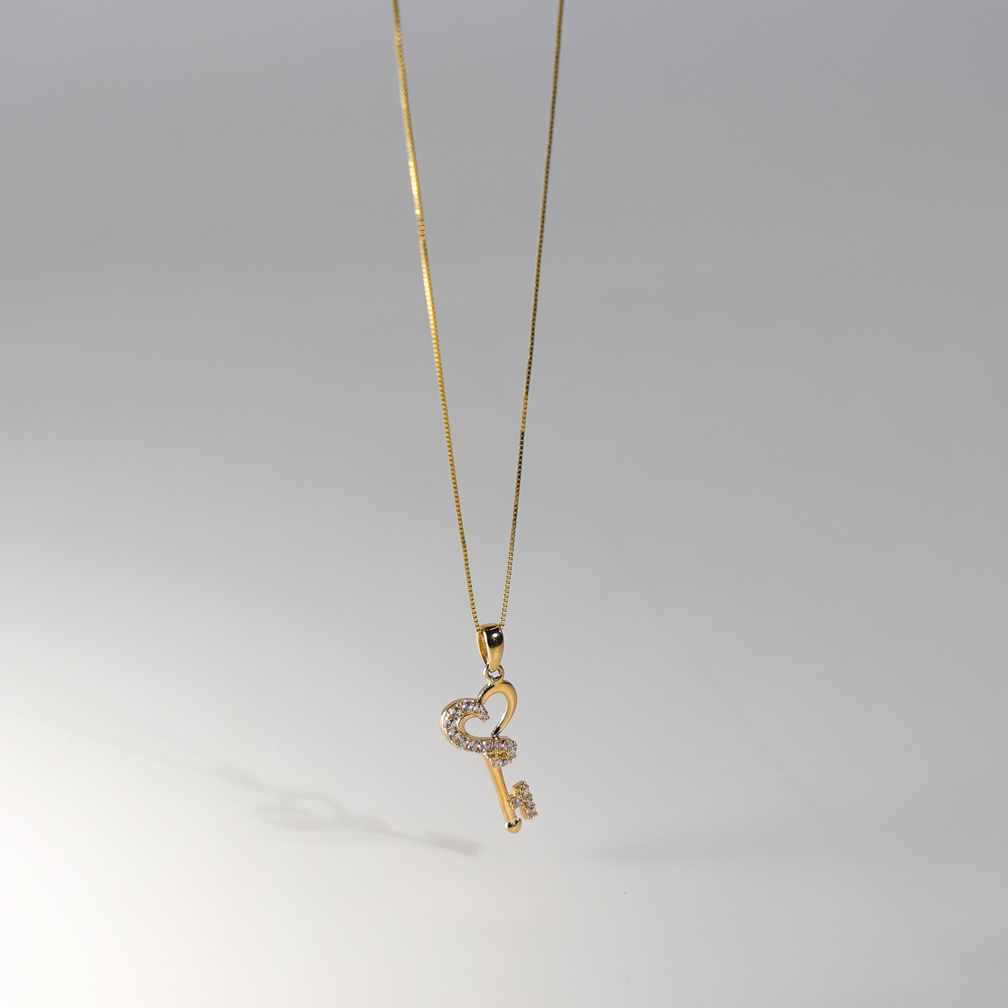 Gold CZ Key Heart Pendant Model-755 - Charlie & Co. Jewelry