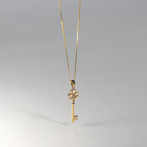 Gold Key CZ Pendant Model-554 - Charlie & Co. Jewelry