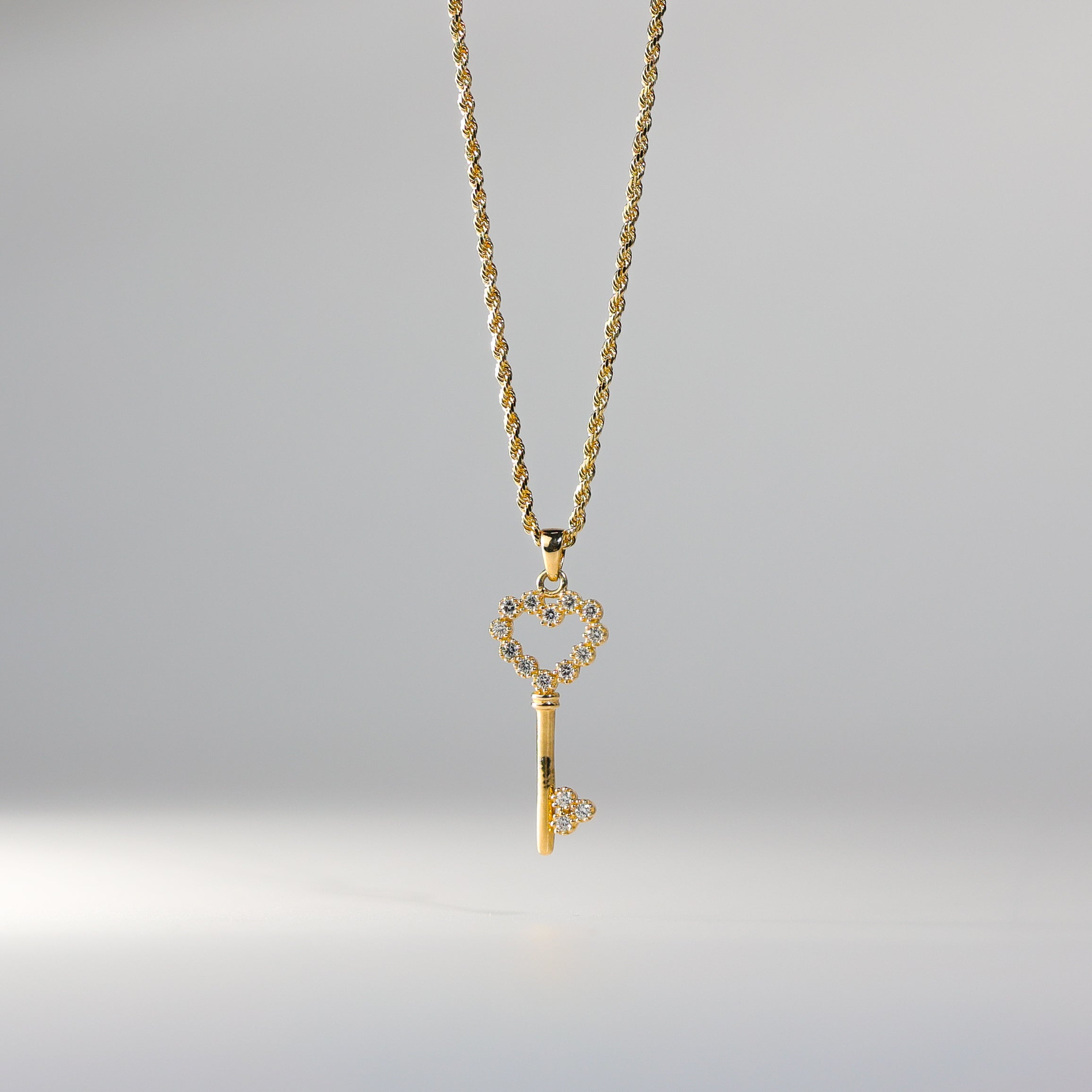 Gold CZ Heart Key Pendant Model-1723 - Charlie & Co. Jewelry