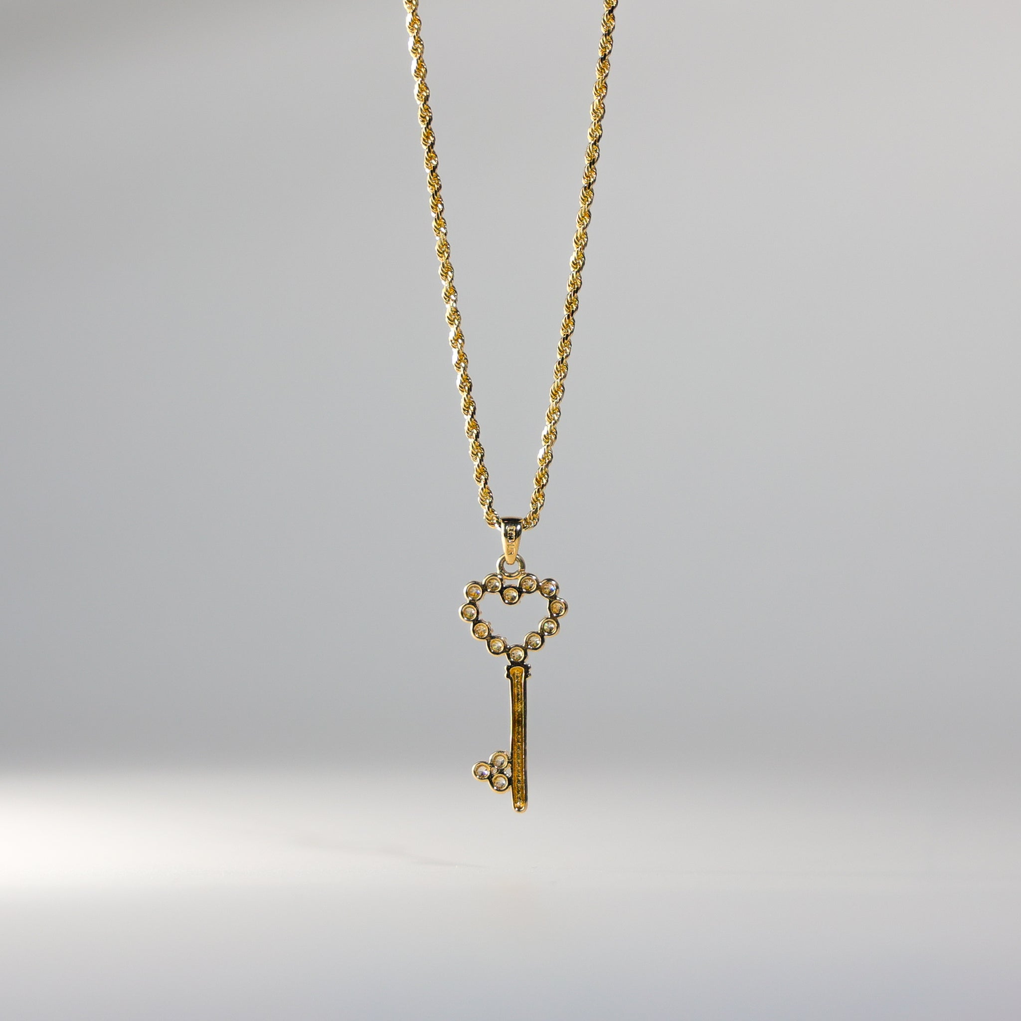 Gold CZ Heart Key Pendant Model-1723 - Charlie & Co. Jewelry