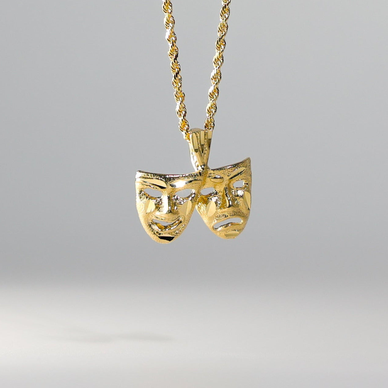 Gold Comedy Tragedy Mask Pendant Model-1799 - Charlie & Co. Jewelry