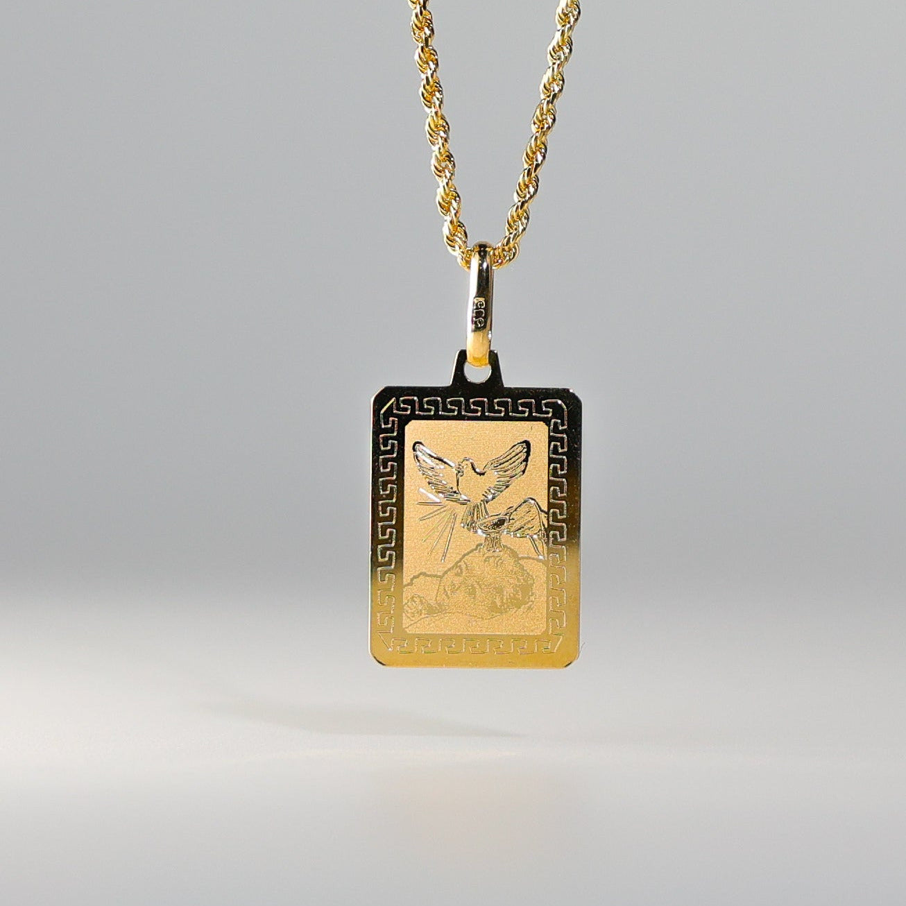 Gold Boy Baptism Square Enamel Pendant Model-1275 - Charlie & Co. Jewelry