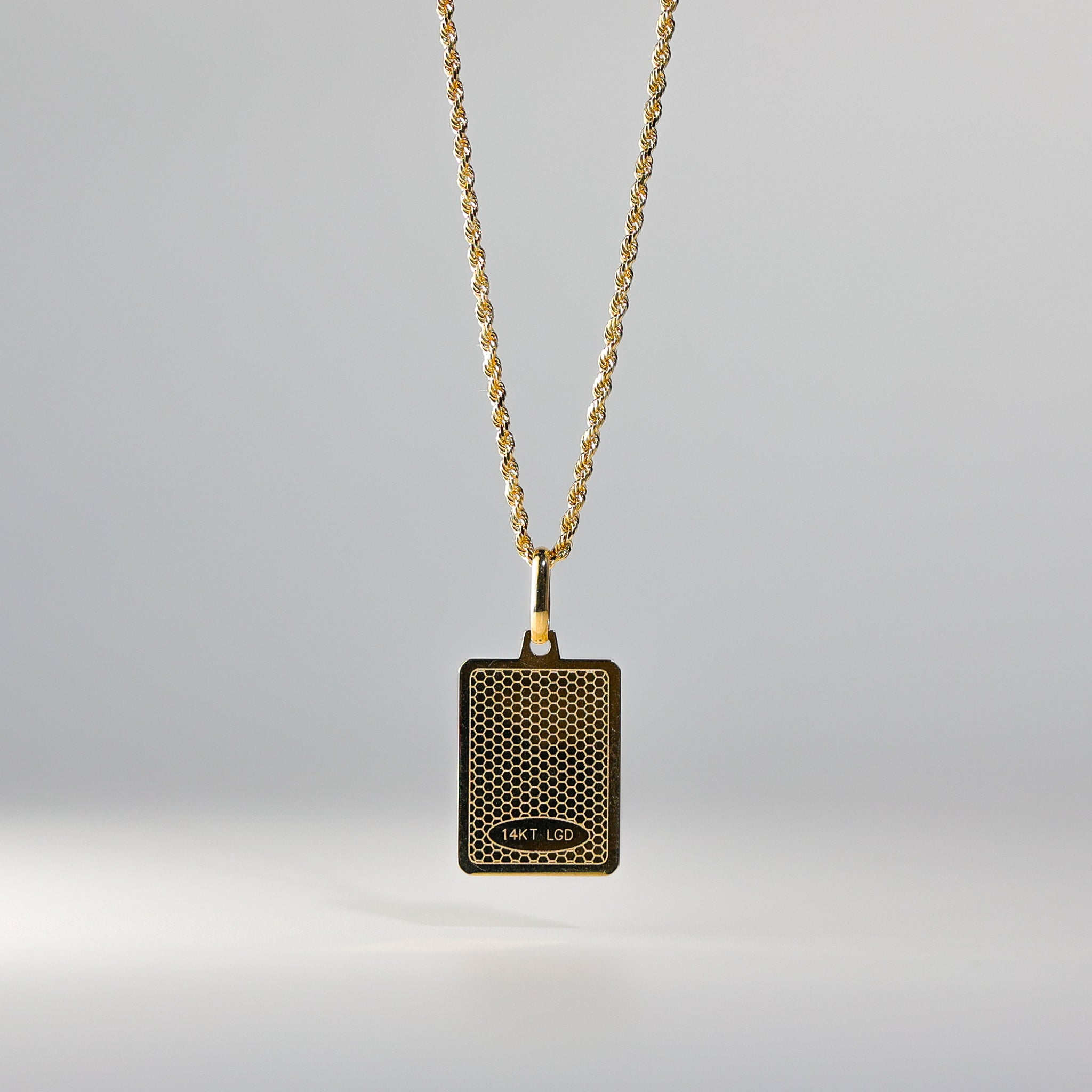Gold Boy Baptism Square Enamel Pendant Model-1275 - Charlie & Co. Jewelry