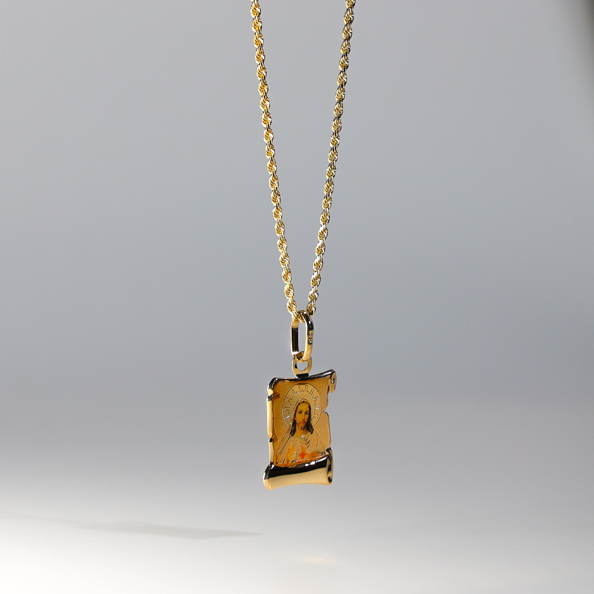 Gold Jesus Heart Enamel Plate Pendant Model-177 - Charlie & Co. Jewelry