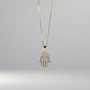 Gold Two Tone Evil Eye Hamsa Pendant Model-2233 - Charlie & Co. Jewelry