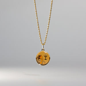 Gold Baptism Enamel Round Plate Pendant Model-0217 - Charlie & Co. Jewelry
