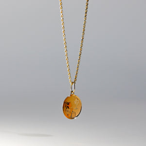 Gold Baptism Enamel Round Plate Pendant Model-0217 - Charlie & Co. Jewelry