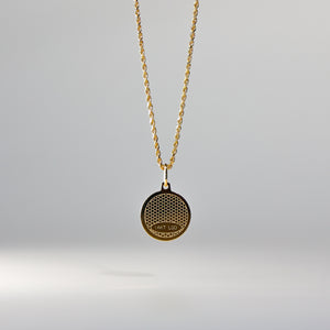 Gold Baptism Enamel Round Plate Pendant Model-0217 - Charlie & Co. Jewelry