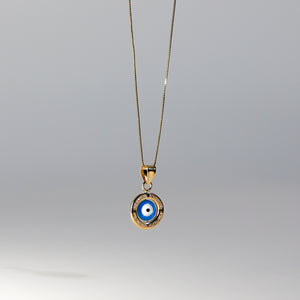 Circle With Eye and CZ Stones - Hamsa Pendant - Charlie & Co. Jewelry