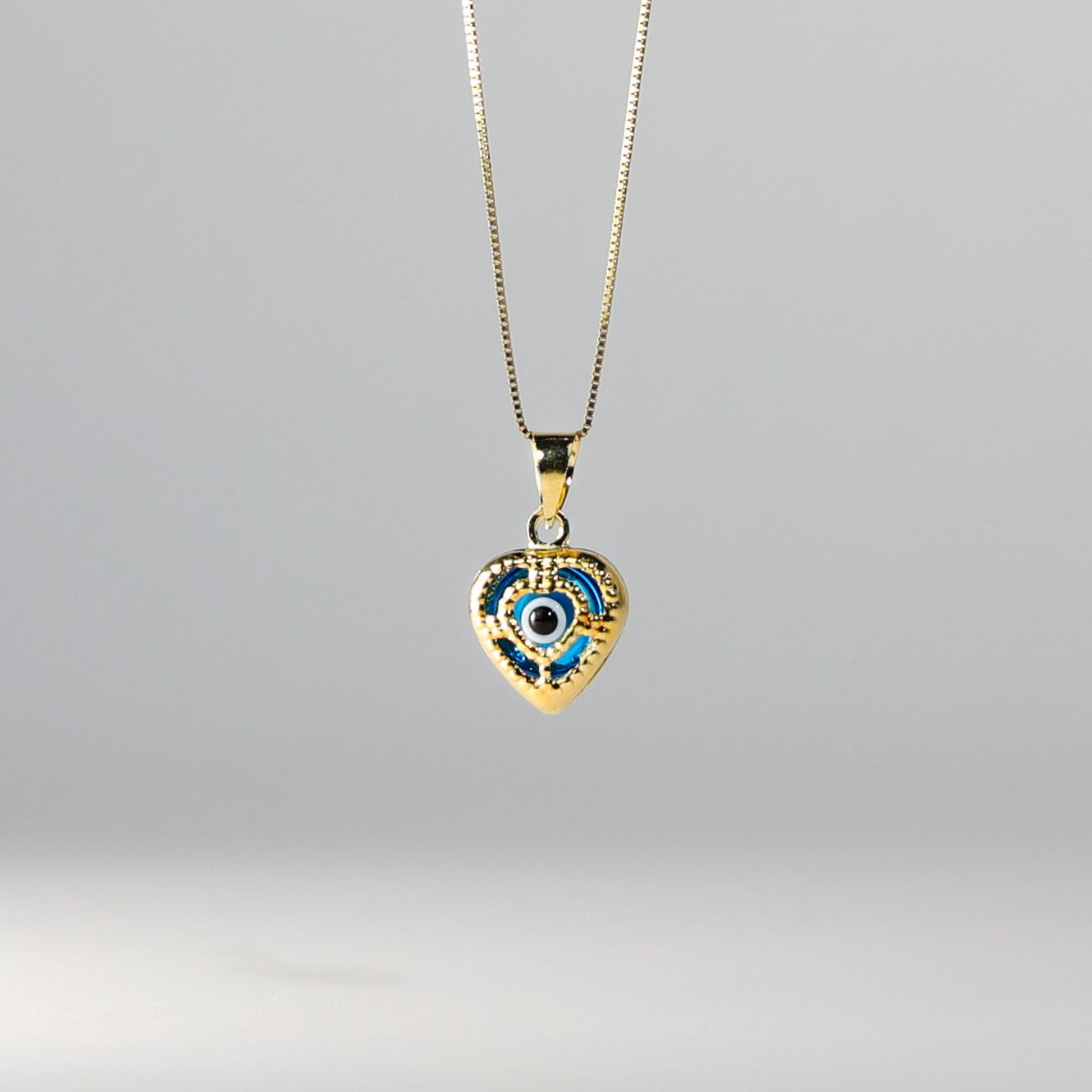 Gold Evil Eye Heart Hamsa Pendant Model-1715 - Charlie & Co. Jewelry