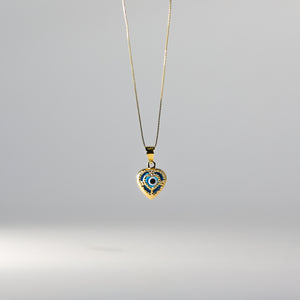 Gold Evil Eye Heart Hamsa Pendant Model-1715 - Charlie & Co. Jewelry