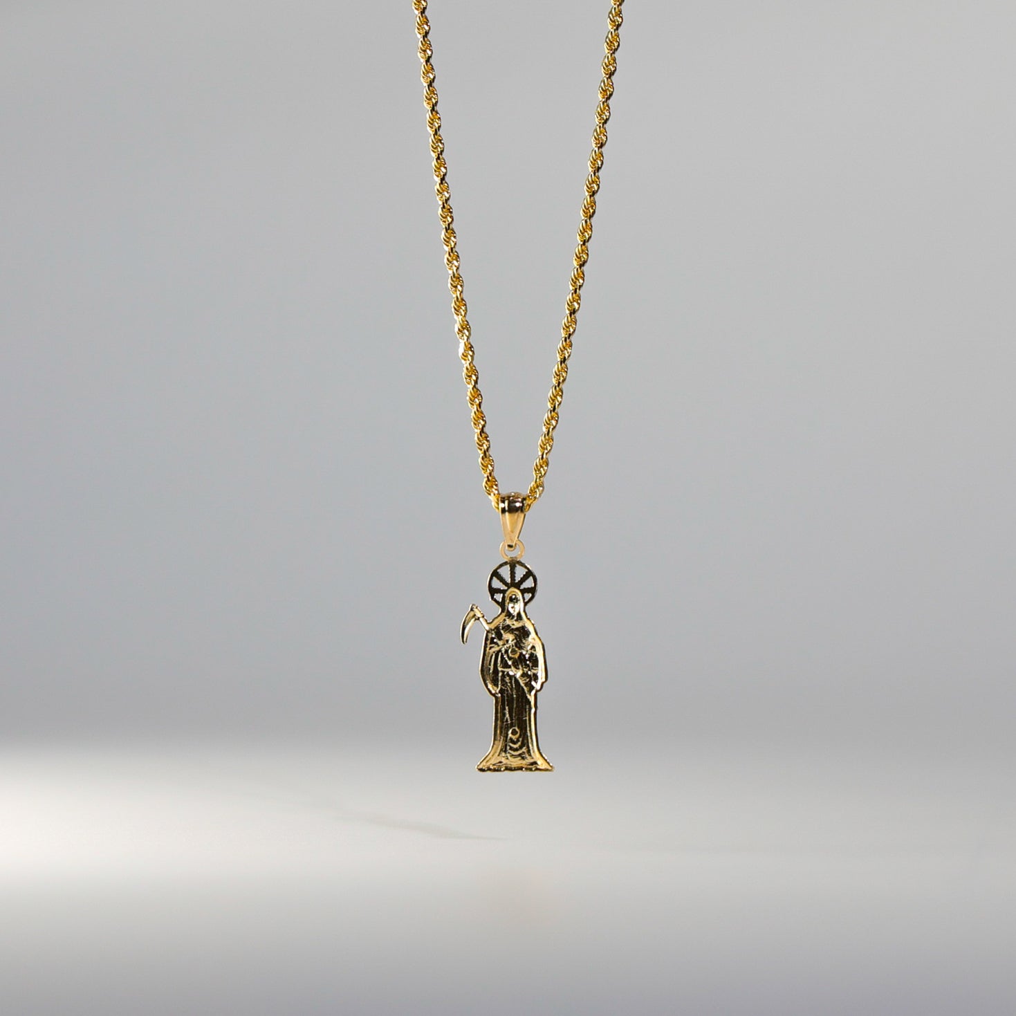 Gold 2 Colors Santa Muerte/Devil Pendant Model-98 - Charlie & Co. Jewelry