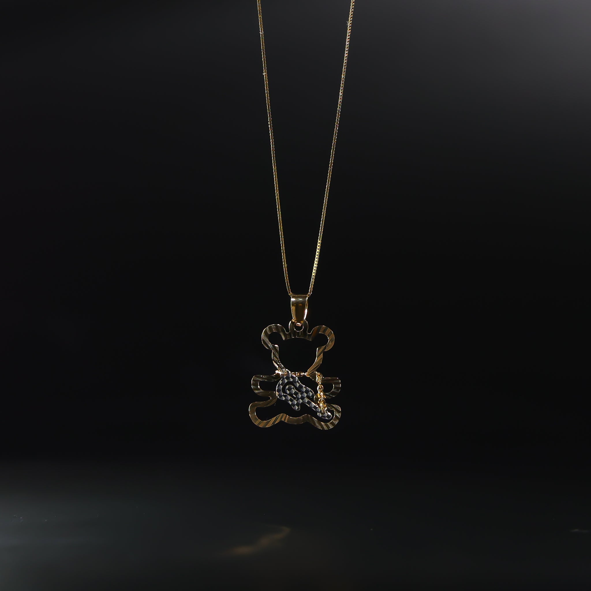 Gold Teddy Bear with Guitar Pendant Model-797 - Charlie & Co. Jewelry