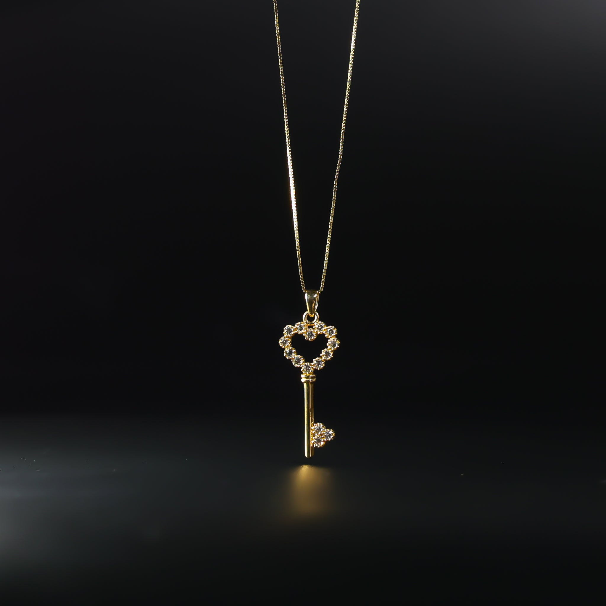 Gold CZ Heart Key Pendant Model-1723 - Charlie & Co. Jewelry