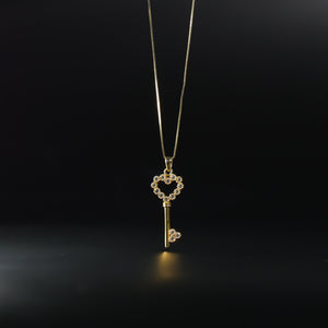 Gold CZ Heart Key Pendant Model-1723 - Charlie & Co. Jewelry