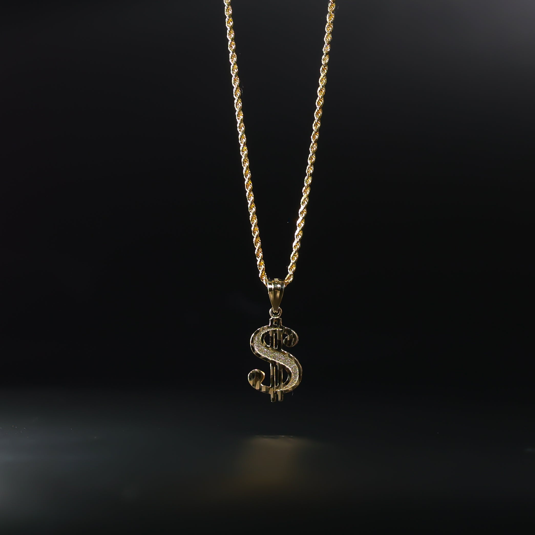 Gold Dollar Sign Pendant Model-1574 - Charlie & Co. Jewelry