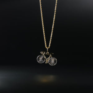 Gold Two Colors Bicycle Pendant Model-2328 - Charlie & Co. Jewelry