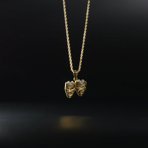 Gold CZ Stones Mask Heart Pendant Model-1800 - Charlie & Co. Jewelry