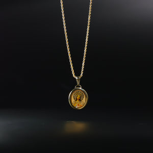 Gold Jesus Heart Oval Enamel Pendant Model-0174 - Charlie & Co. Jewelry