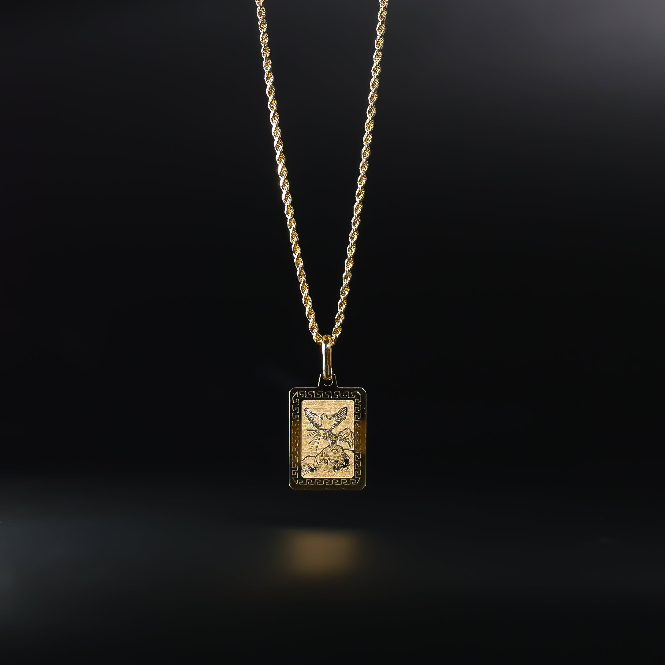 Gold Boy Baptism Square Enamel Pendant Model-1275 - Charlie & Co. Jewelry