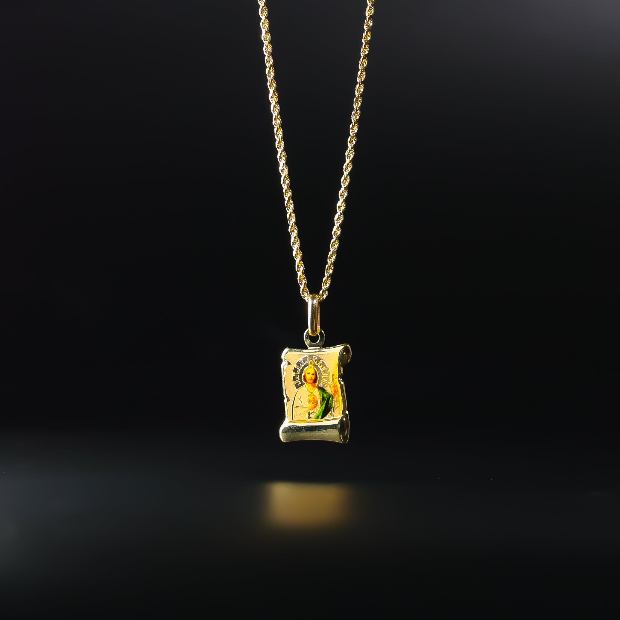 Gold St. Jude Enamel Plate Pendant Model-0169 - Charlie & Co. Jewelry